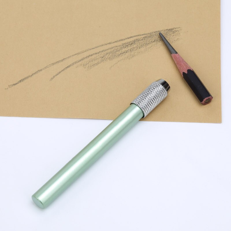 1 farve metal blyantforlænger enkelt hoved blyantforlænger stativ skitse tegning kunst skriveværktøj blyantstik forlængelsesstang: 1 grøn