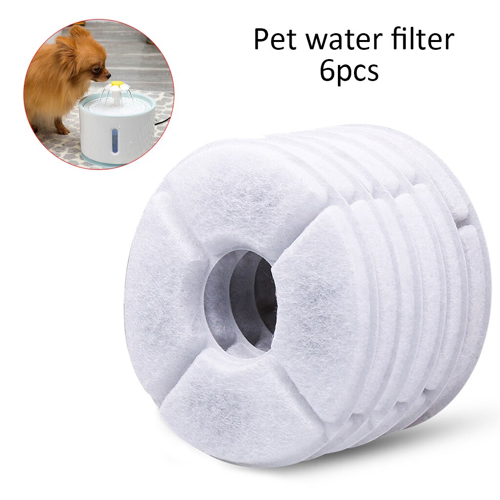 Bebedero eléctrico USB perro gato Mute con luz LED para mascotas dispensador de fuente automática para mascotas gato fuente de agua cuenco: 6PCS Filters