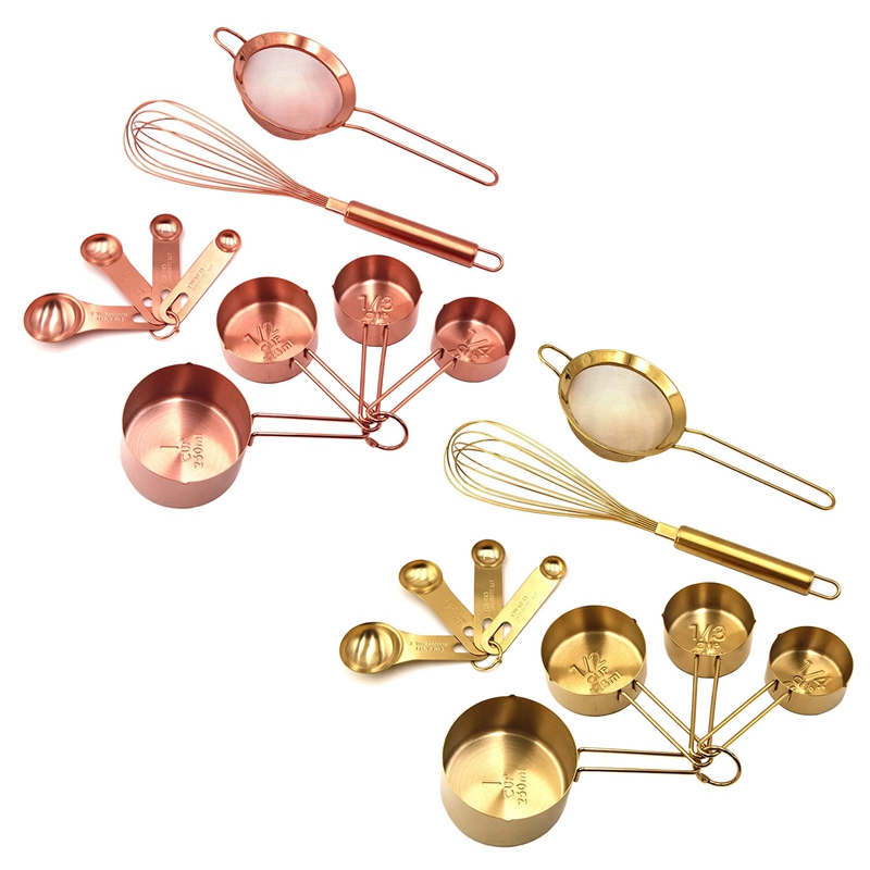 10 Piece Baking Tools Set Cooking and Baking Utensil Set Stainless Steel Measuring Cups Measuring Spoons Sets