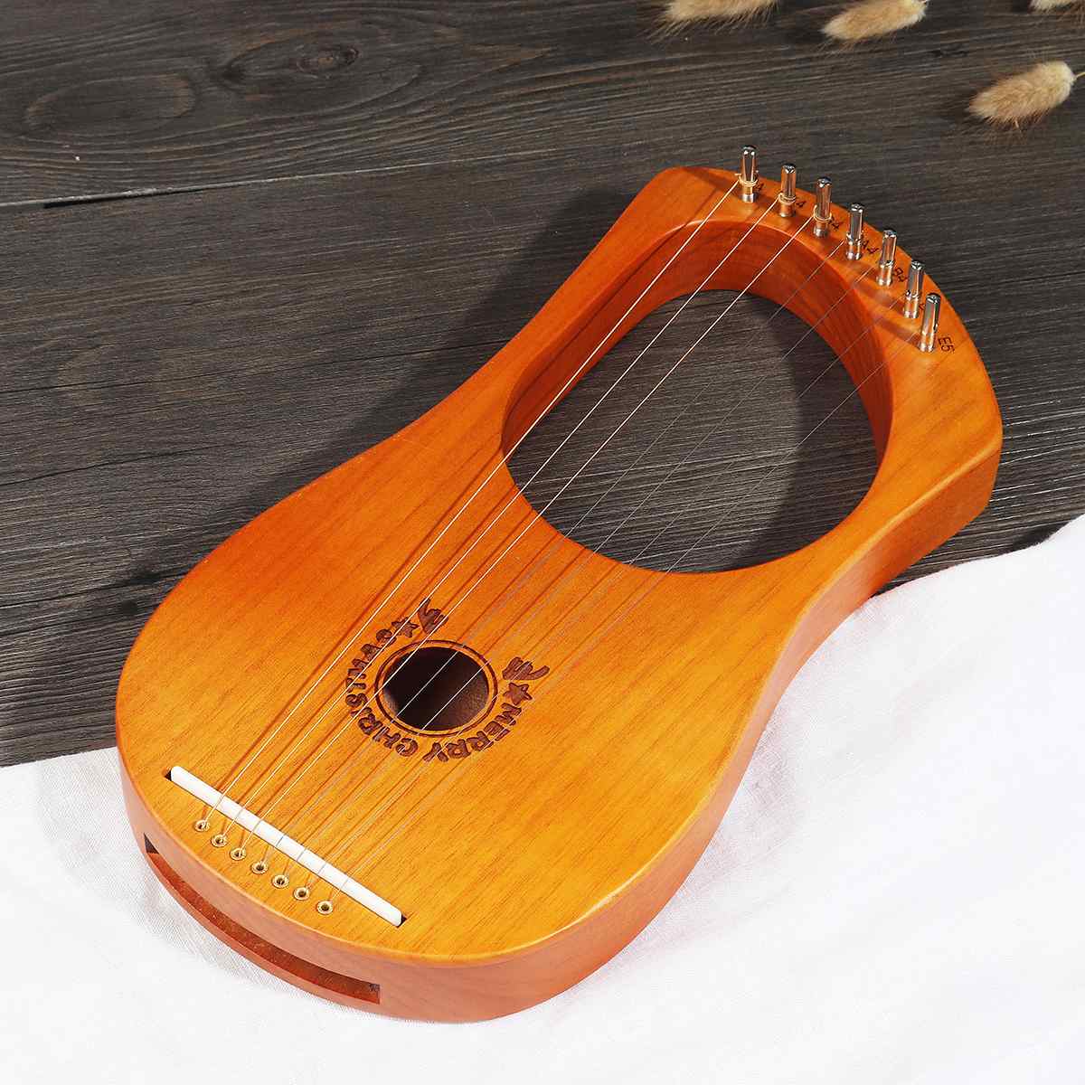 7 Schnur Holz Mahagoni Leier Harfe Saiten Musical Instrument mit aufsammeln stimmen Hammer Reinigung Tuch Harfe Instrument