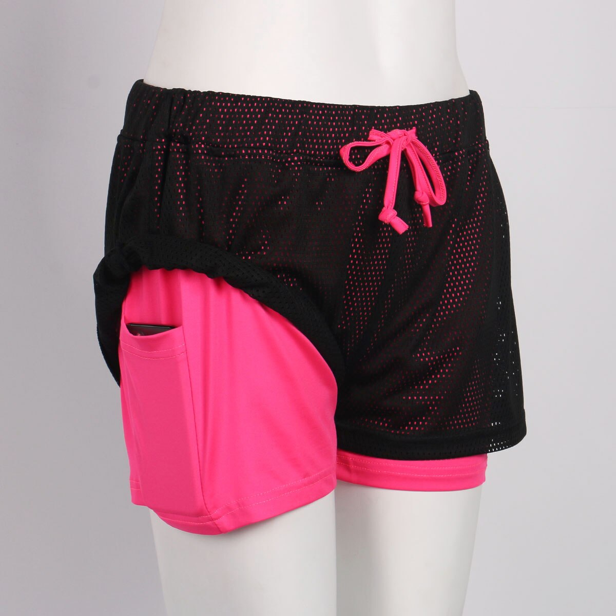 2 In 1 Sport Running Shorts Gym Mesh Shorts Voor Vrouwen Fitness Shorts Met Koord Training Snel Droog Jogging Workout shorts