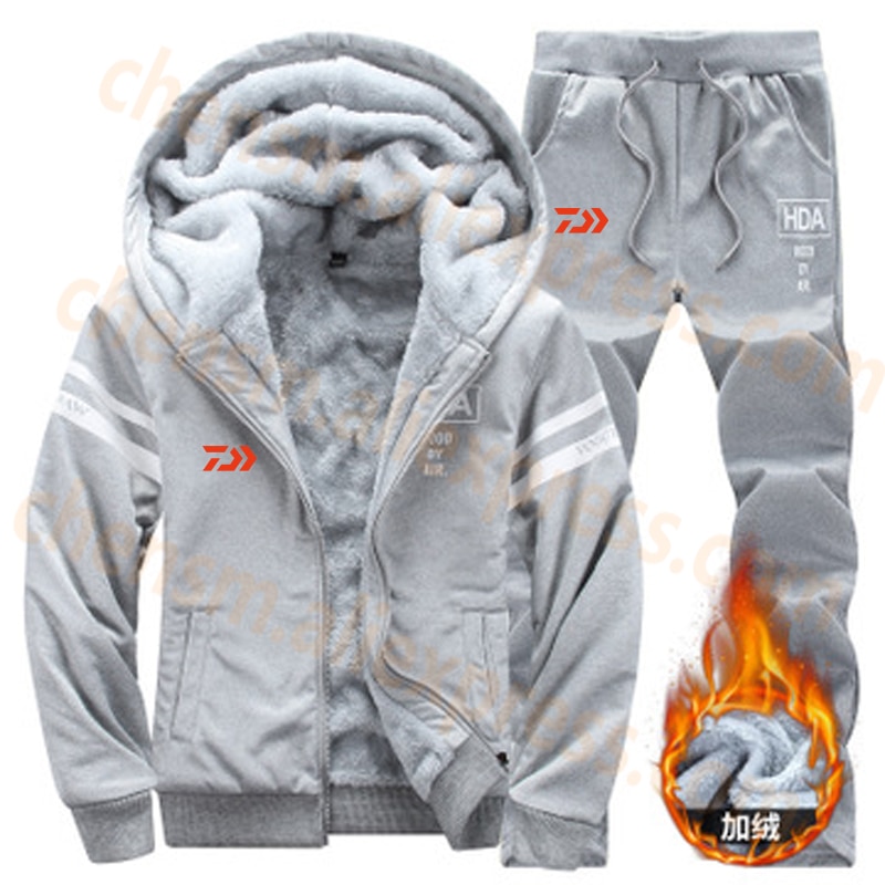 Dawa DAIWA Fleece Fishing Set Clothing Autumn Winter Outdoor Sport Suits Hiking Fishing Shirt And Pants Men Fishing Jacket