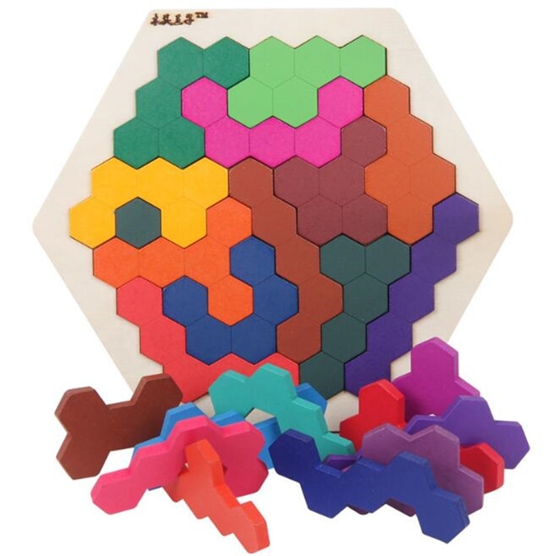 Kinderen Desktop Educatief Speelgoed Fun Geometrie Tangrams Honingraat Logic Puzzels Kids Houten Training Hersenen Iq Games Speelgoed