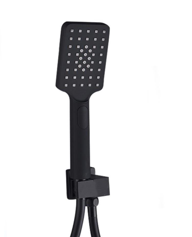 Black Brass Bath Hand Held Shower Head Adjust Brass Shower Holder Water Saving Copper Handheld Sprayer THKO: square shouwer set