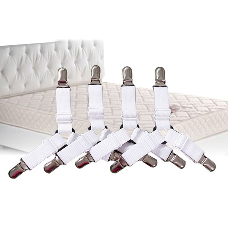 Antislip 4 stuks verstelbare bedlakenklemmen bevestigingsriem bankhoes grippers houder matras deken beddengoedset
