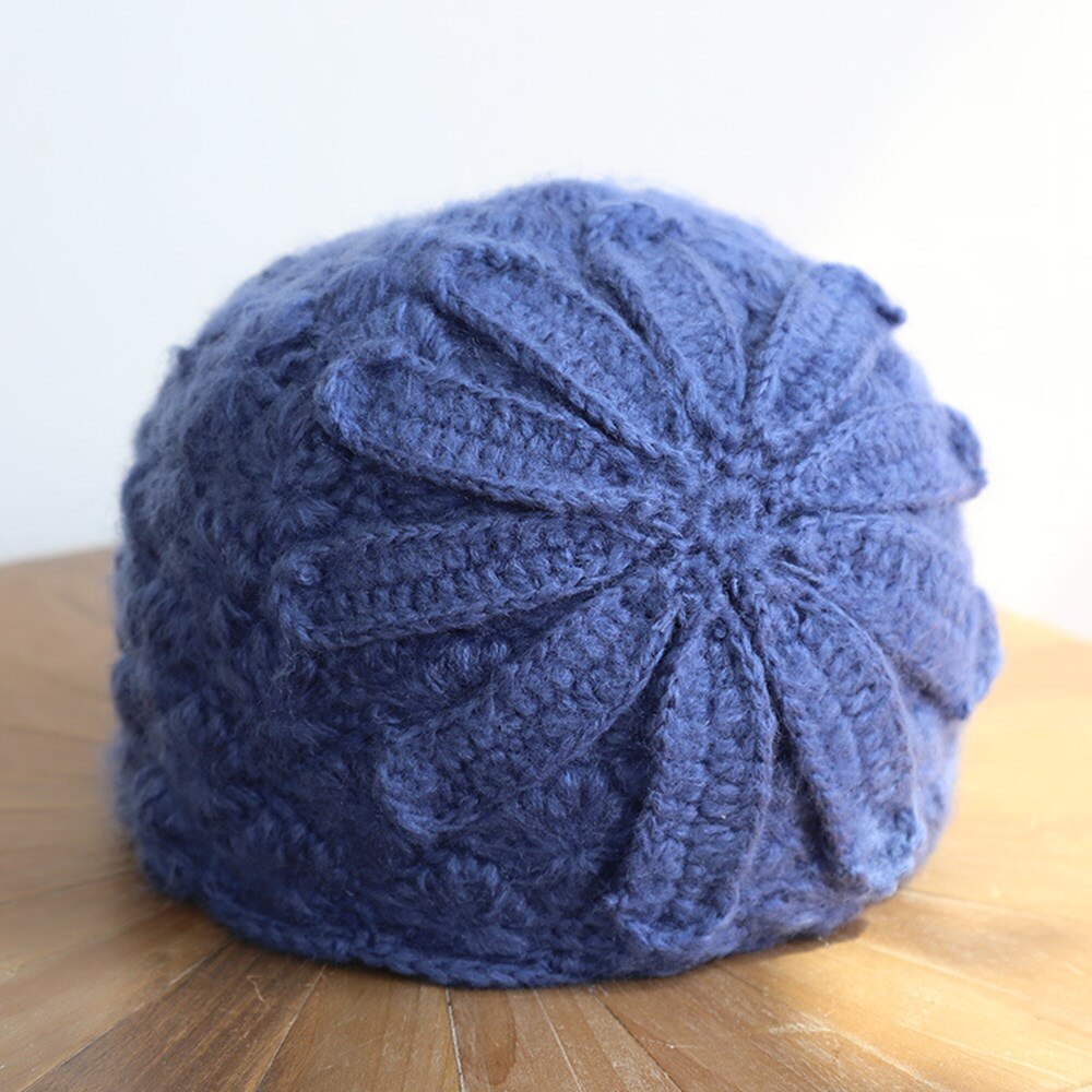 Vrouwen winter mutsen dames baret met bloem gehaakte muts katoenen mutsen tekenhoed rusland bekken hoed hoofddeksels mutsen op vrouwen hoed: 5