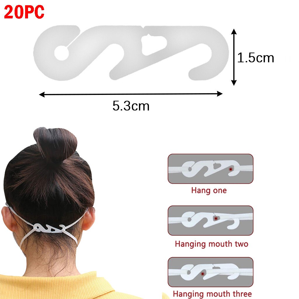 1/10/20/30Pcs Verstelbare Anti-Slip Siliconen Masker Oor Grips Salvaorejas Mascarillas Extension Haak maskers Gesp Houder Hangen Op Ne: 20PC