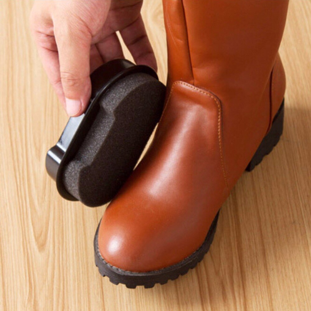Esponja de brillo enceradora de cera líquida para limpieza y pulido de cuero, zapatos y botas para bolsa de, sofá, 1 Uds., limpiador de cepillo de zapatos con brillo negro
