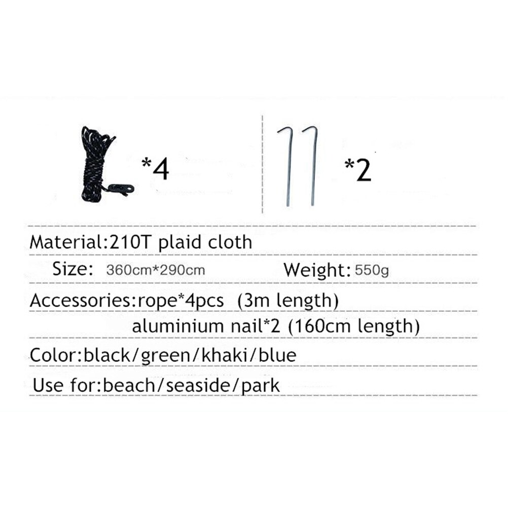 360x290cm Sun Shade Sail Garden Outdoor Beach Sun Shade Canopy Sunshade Tent for Balcony Pool Swings Gazebo UV Proof Waterproof