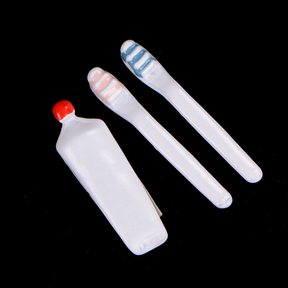 1Set 1:12 Dollhouse Miniature Mini Toothpaste Toothbrush Kitchen Furniture Toy Collectible Miniature Toys