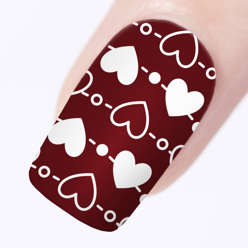 Født smuk rektangel negle stempling plade gitter hjerte nail art billede skabelon gør-det-selv dekoration valentinsdag  l008