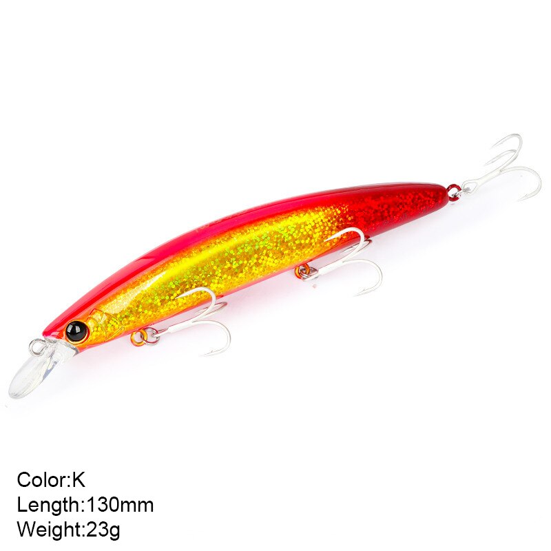 13cm 23g Fishing Lure Minnow Wobbler Lure Long Cast Deep Diving Floating Jerkbait Artificial Hard Bait Ocean Fishing Bass Bait: K