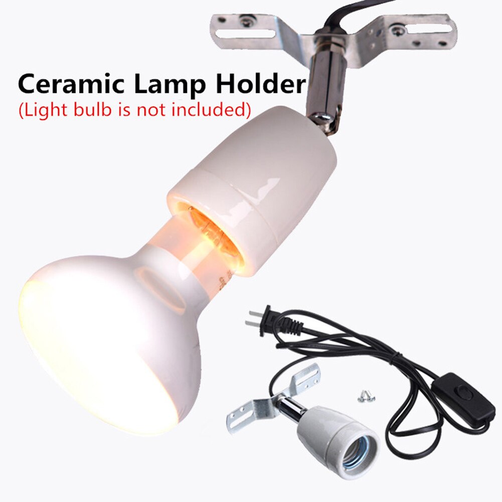Socket Lamp Holder E27 400W Ceramic Pet Supplies Durable With Switch Clip Safe Lighting Fixture Reptile Cage Heating Bulb Base