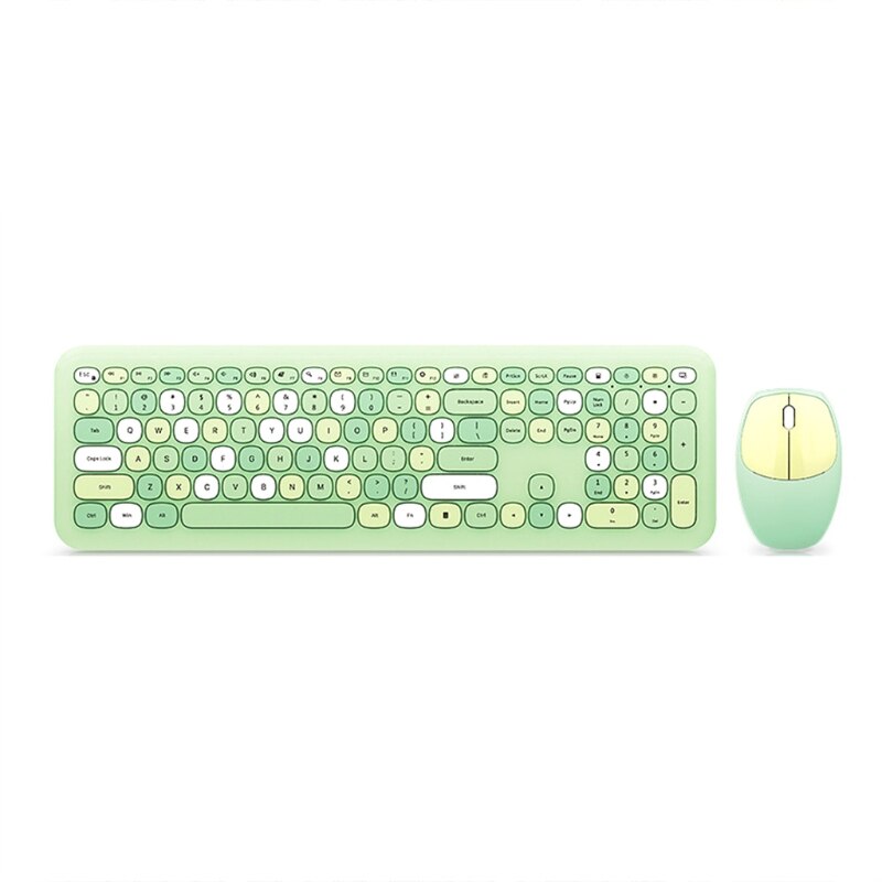 2.4G Wireless Multimedia Keyboard Built-in Intelligent Power Saving Mouse USB Full-Sized Cute 110 Keys Keyboard