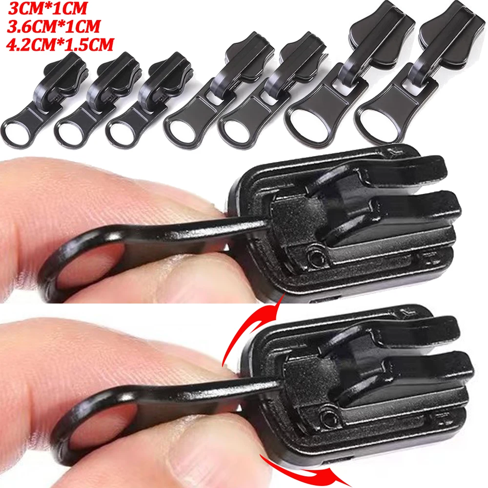 2-10 SZTUK Dwustronne obrotowe zamki błyskawiczne na szynę Kurtka Sukienka Torba Bagaż Metalowe głowice zamków błyskawicznych Zestaw naprawczy Czarny zamek błyskawiczny