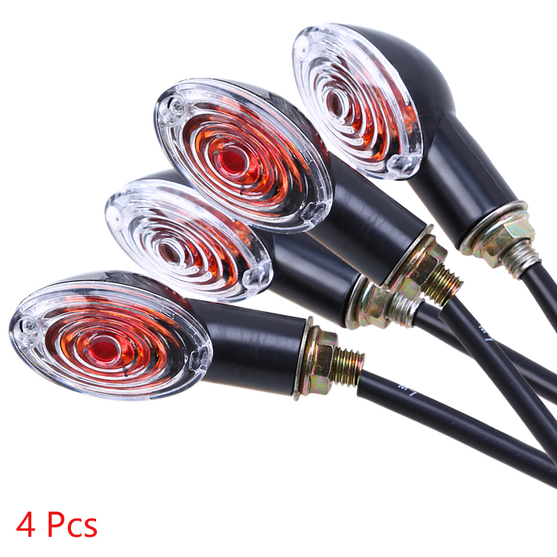 POSSBAY 4 Pçs/lote 12V Universal Motos Turn Signal Indicadores Luzes Âmbar Blinker Flasher Moto Luz Direcional: Black Cover Clear
