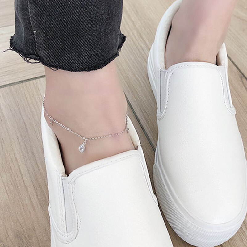 Simple Cross Charm 925 Sterling Silver Anklet For Women Foot Chain Ankle Bracelets Summer Jewelry