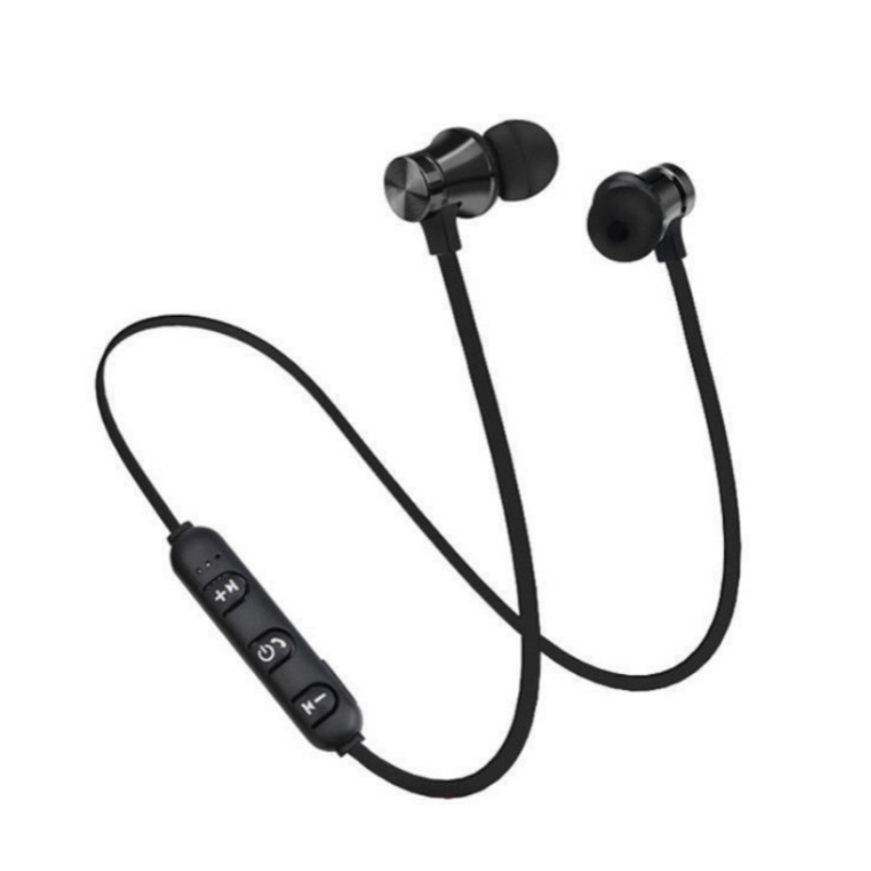 XT11 Magnetic Wireless bluetooth-compatible Earphone music headset Neck band sport Earbuds Earphone with Mic: black