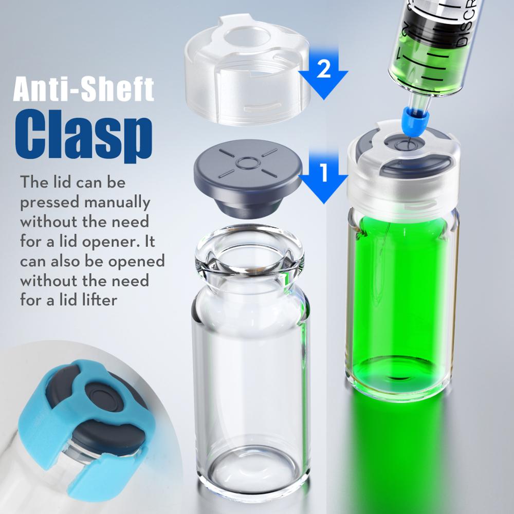 Mini botella de cristal de penicilina con tapón de goma y cierre anticizalla, frascos de vidrio de 3ml, 5ml, 7ml,10ml, 15ml, 20ml,25ml,30ml