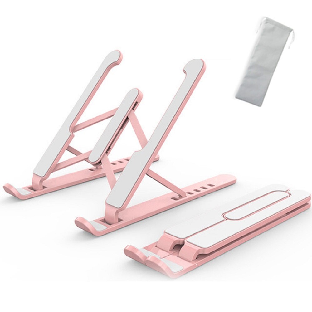 Verstelbare Opvouwbare Laptop Stand Desktop Notebook Houder Draagbare Laptop Lade Bureau Riser Voor Macbook Pro Air Ipad Pro Dell Hp: Pink