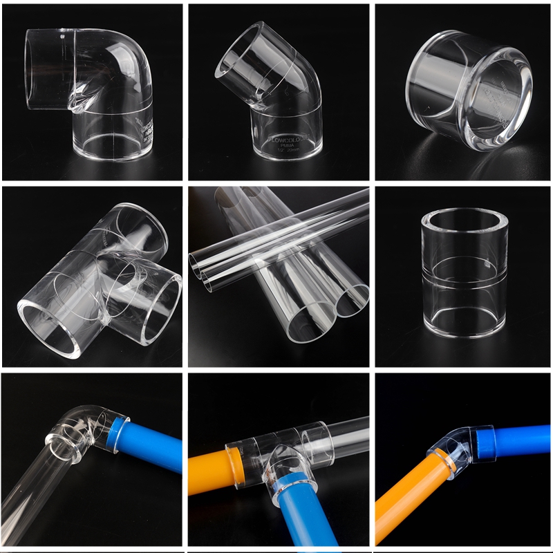 O.D20 Acrylic Pipe Aquarium Accessories Fish Tank Connector Water Supply Elbow Coupling Tee Fittings PVC Transparent Tube Joints
