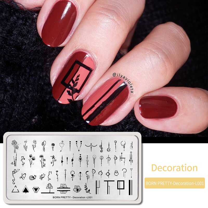GEBOREN PRETTY Nail Stempelen Platen Bloemen Zwaarden Decoratie Afbeelding Nail Art Stamp Stempelen Template Rvs Manicure