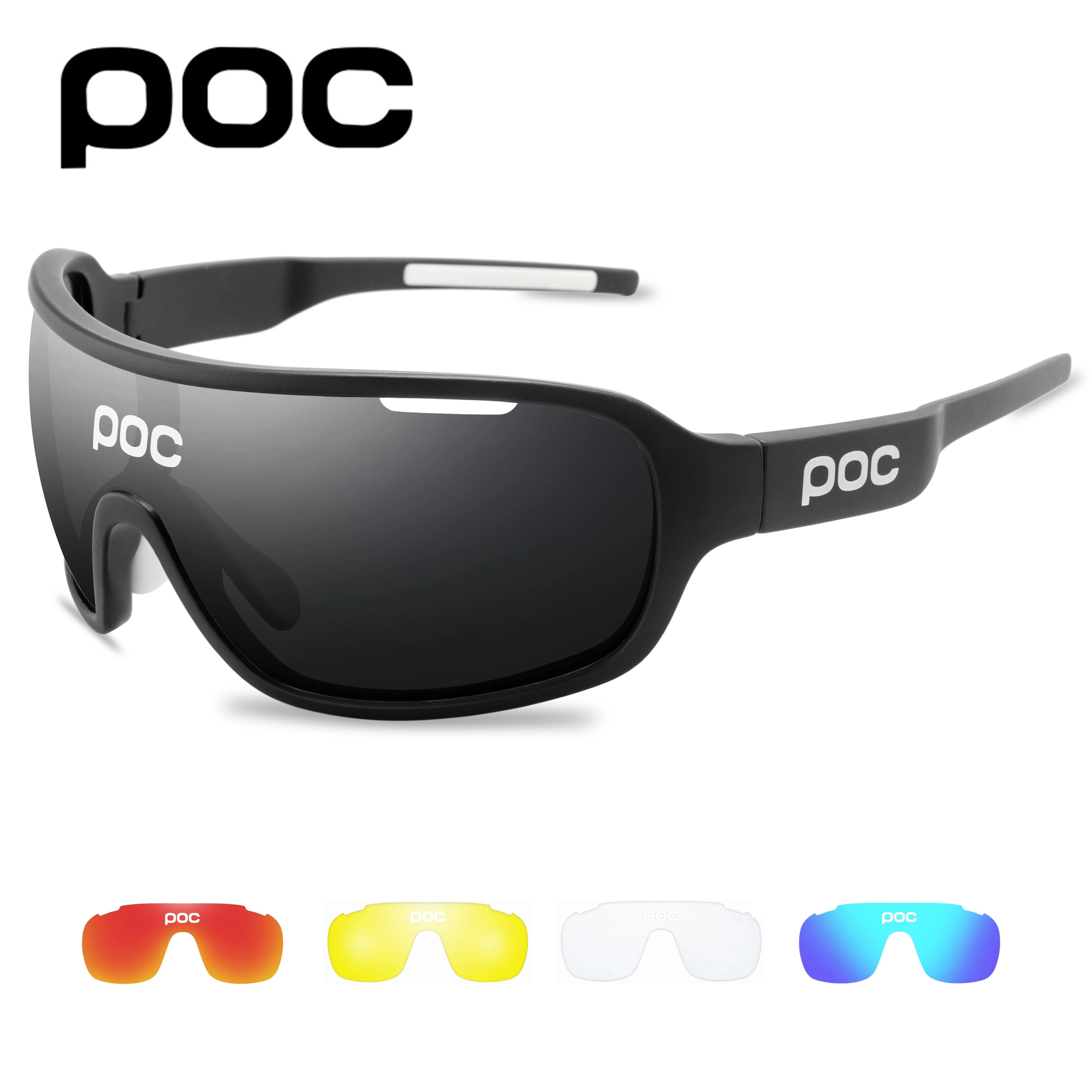 4 Set di lenti POC occhiali da ciclismo sport all'aria aperta occhiali uomo donna occhiali da bicicletta polarizzati MTB Road Bike occhiali da moto