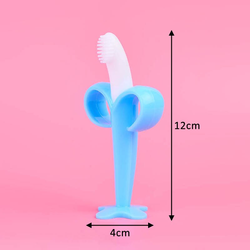 1Pcs Baby Stereo Banaan Gum Molaire Stok Leuke Cartoon Banaan Vorm Baby Bijtring Molaire Sticker Veiligheid Baby Tandenborstel: Blauw