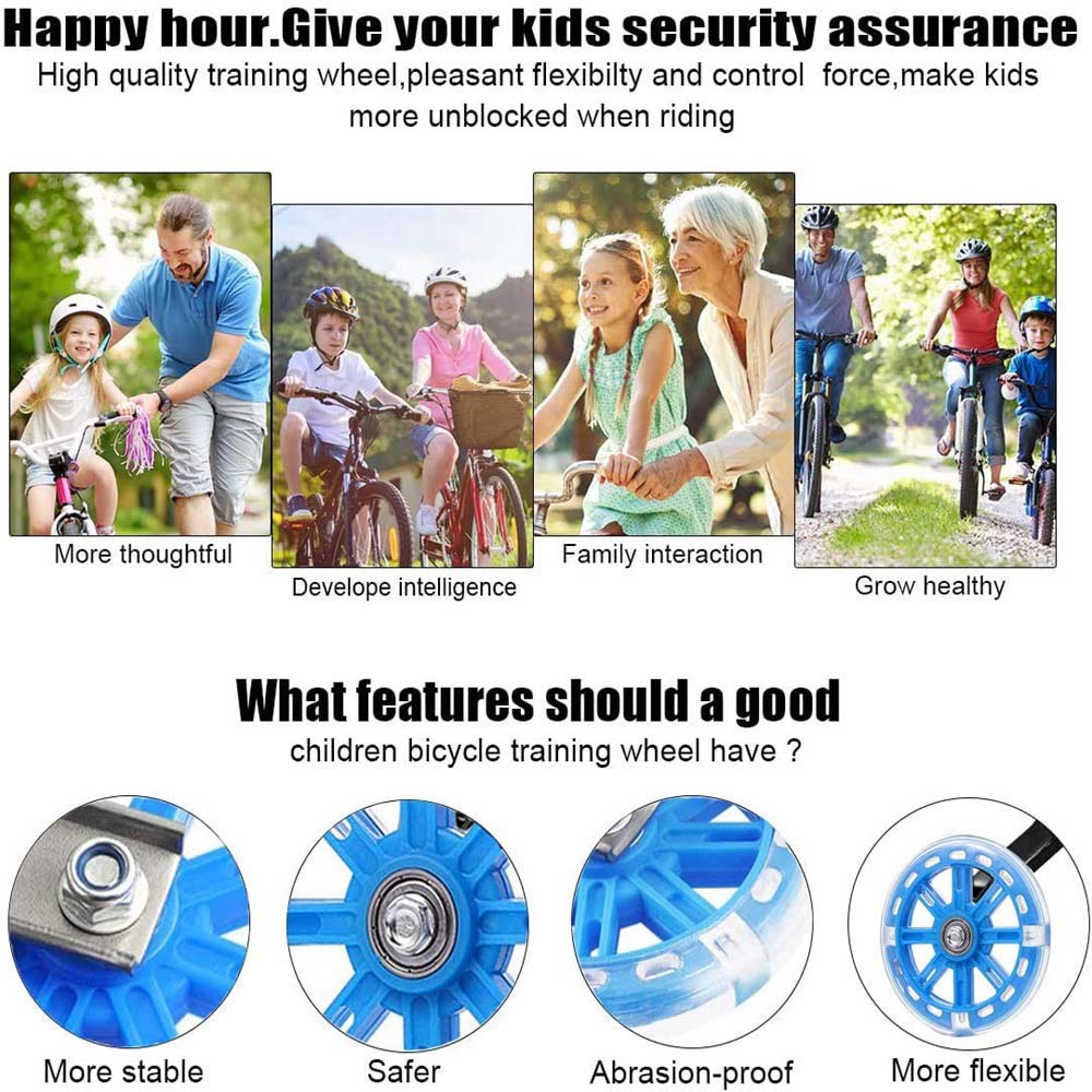 children bicycle auxiliary wheel (light blue) 2PC Universal Kids Bike Stabilisers Wheels Training For 12"-20" Cycle Bikes