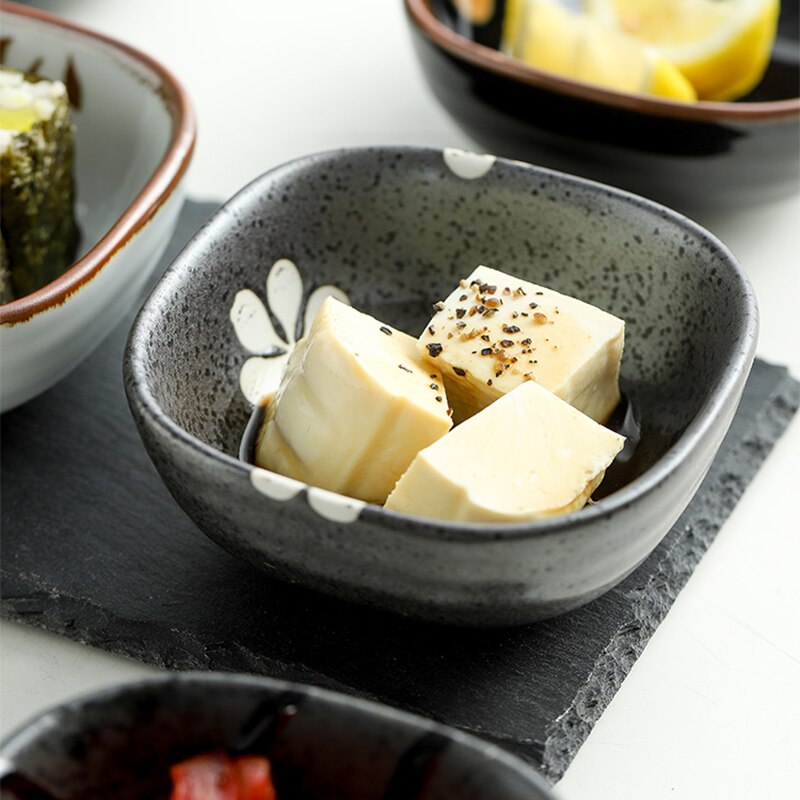 RHE Japanischen Kreative Keramik Gericht Quadratische Restaurant Geschirr Küche Lebensmittel Sauce Teller Kleine essig geschmack bord snack platte