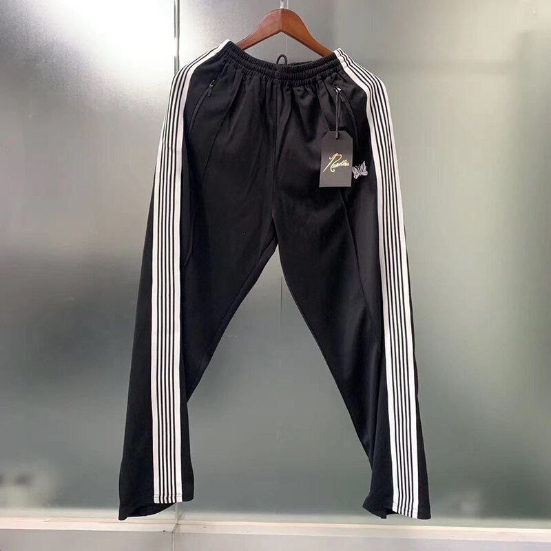 Pantalones de chándal Harajuku con de mariposa para hombre y mujer, pantalón holgado, recto, con cordón, estilo Hip Hop: M