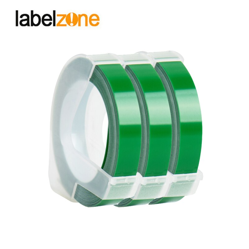 Dymo – rouleau de ruban d'étiquettes pour Motex E101, 6mm, noir, pour gaufrage, Machine manuelle, pour étiqueteurs, 3 pièces: GREEN