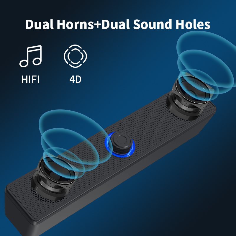 Altavoces duales de escritorio largos con cable 1002, inalámbrico Bluetooth 3511, alimentado por USB, AUX 3,5 mm, luces LED Altavoz estéreo 3D para TV portátil