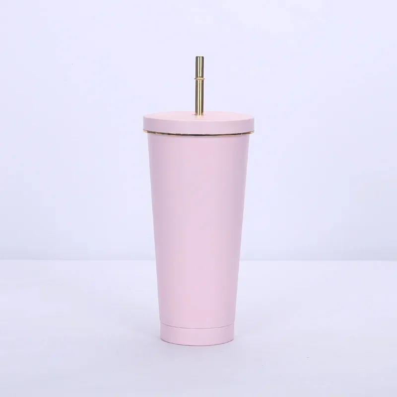 500 750ml Straw Cup With Lid Coffee Reusable Plastic Tumbler Frosted Mug Water Bottle Drinkware Portable Large Capacity Milk Tea: PURPLE / 750ml