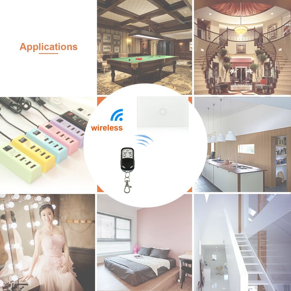 1 Way Smart Home Wall Touch Switch EU/US/UK Standard LED Indicator Remote Control Touch Switch Wireless Light Switch