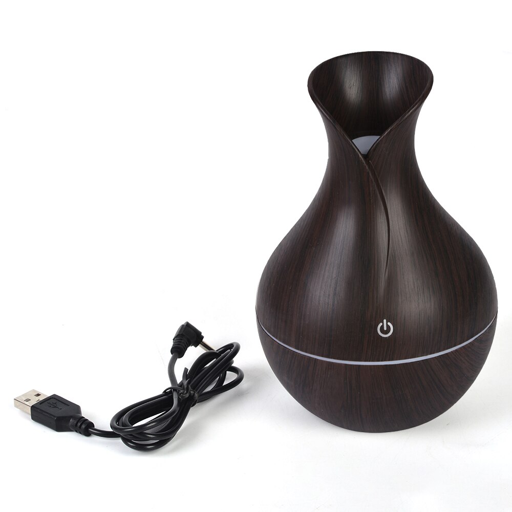 Colorful LED Light Electric Humidifier Aroma Oil Diffuser Ultrasonic Wood Grain Air Humidifier USB Mini Mist Maker for home: 130ml-2