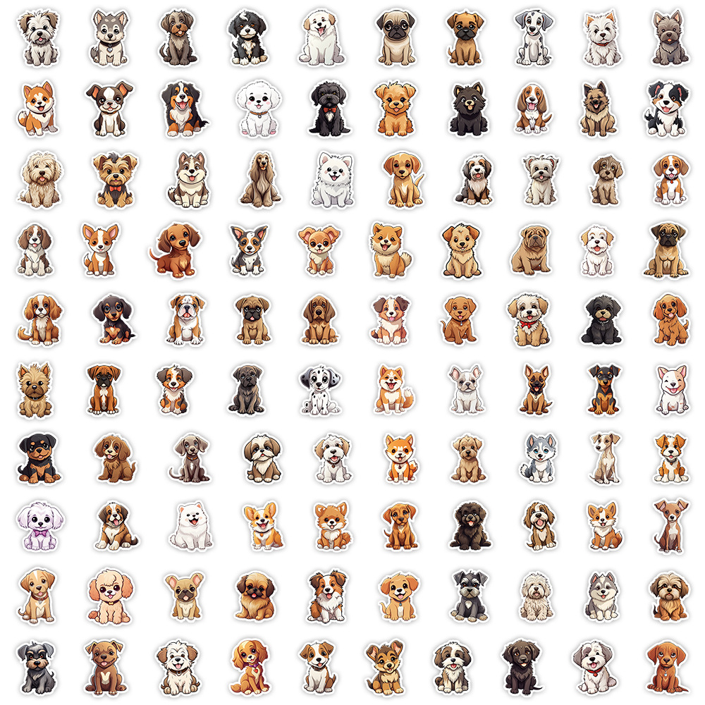10/100Pcs Cute Puppy Dogs Stickers Dog Kawaii Pet Cartoon Animals Waterproof Stickers for DIY Laptop Phone Decoration