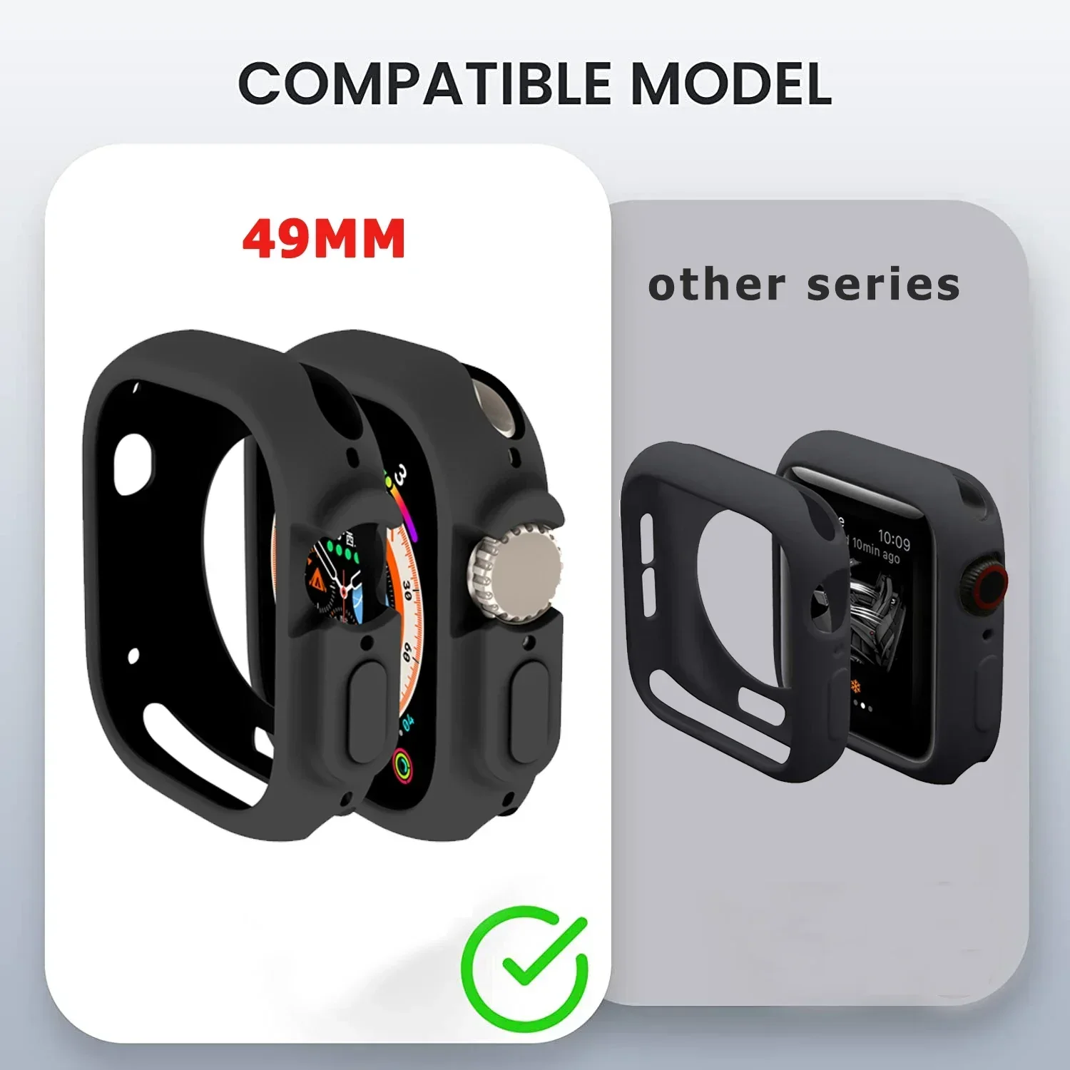Hoesje voor apple watch ultra 2 met 49mm bandjes, rondom schokbestendig, tpu-beschermend, zacht siliconen bandje, bumper, krasbestendig.