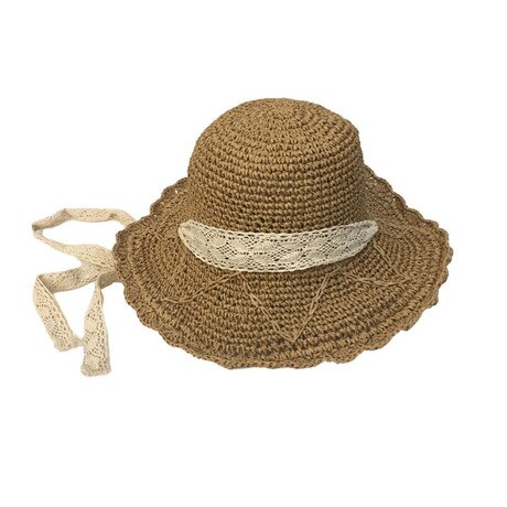 Kant Winddicht Tie Met Grote Rand Papyri Zonnehoed Voor Dames Zomer Outdoor Zonnehoed Opvouwbare