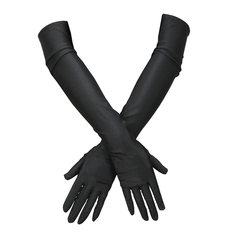 Guantes largos para mujer, protección del codo y los dedos, ópera, de noche, disfraz de graduación, accesorios de para adultos, mitones negros transpirables
