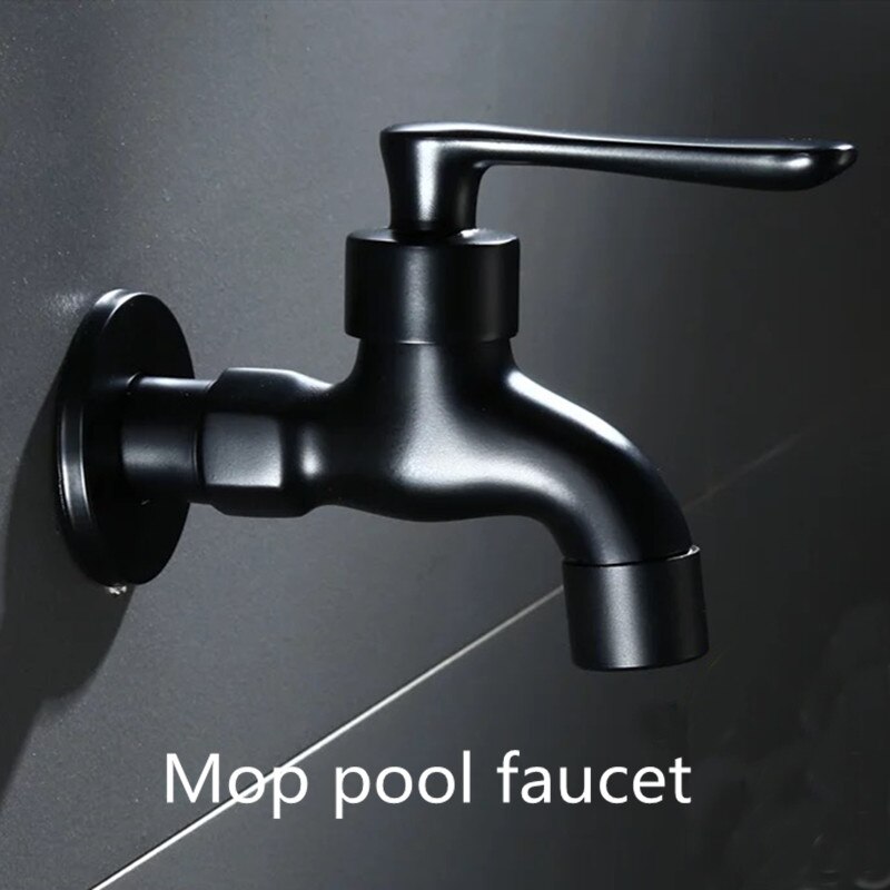 Liuyue Kranen Zwarte Messing Wandmontage Badkamer Hoek Wasmachine Kraan Outdoor Tuin Bibcock Bad Wc Mop Zwembad Kranen