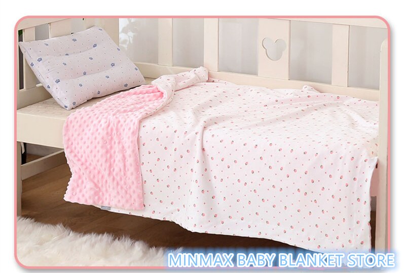 Couverture en coton imprimé de marque, couverture thermique douce en minky à pois pour tout-petits, couverture pour bébé, couvre-lit pour enfants, couette pour enfants: Fraise / 100 x 100cm