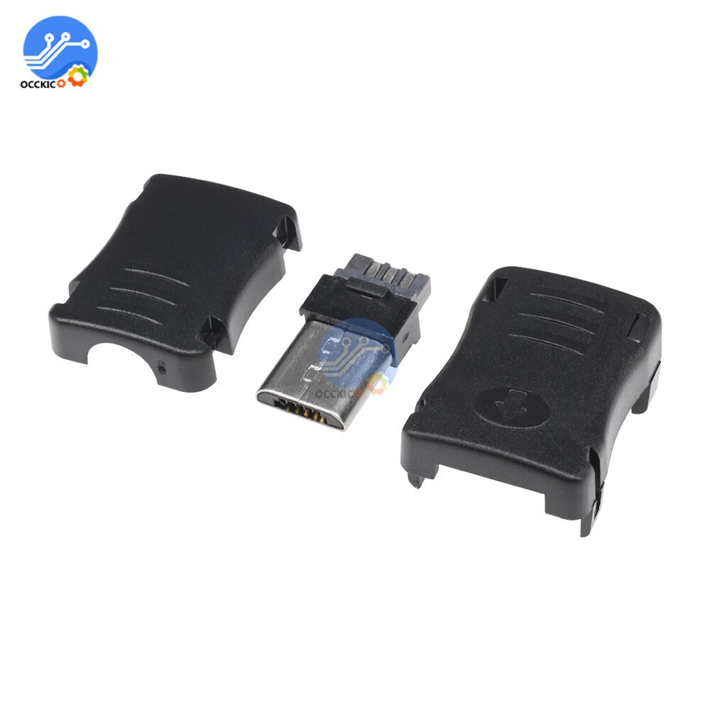 50 stücke 5 Stift T Hafen Männlichen Mikro USB Stecker Buchse Contor + Kunststoff Abdeckung für DIY