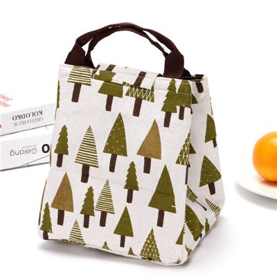 Thermal Insulated Lunch Bags for Women Kids Large Capacity Picnic Food Bag Portable Canvas Cooler Bag Fruits Fresh Storage Pouch: D