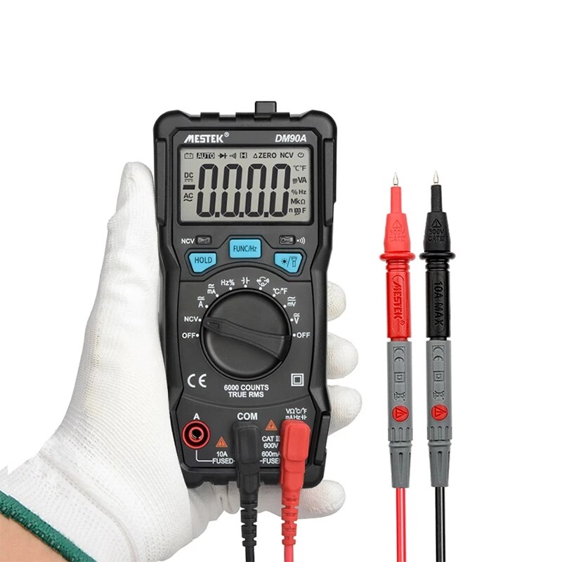 Digital Multimeter 6000 Counts AC/DC Ammeter Fuse Alarm Diode Volt Ohm Tester Meter Multimetro With Thermocouple LCD Backlight
