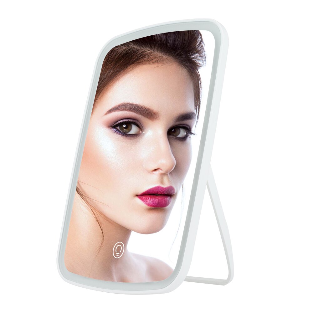 Makeup Mirror LED Cosmetic Mirror Lighted Touch Screen Mirror Operated Stand for Tabletop Bathroom Travel: B  Makeup Mirror
