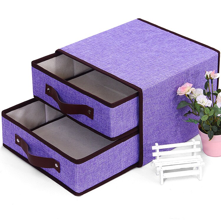 Bedroom Clothes Cabinet Folding Storage Box Wardrobe Socks Cloth Storage Drawers Organizer Underwear Divider Box Container: Purple