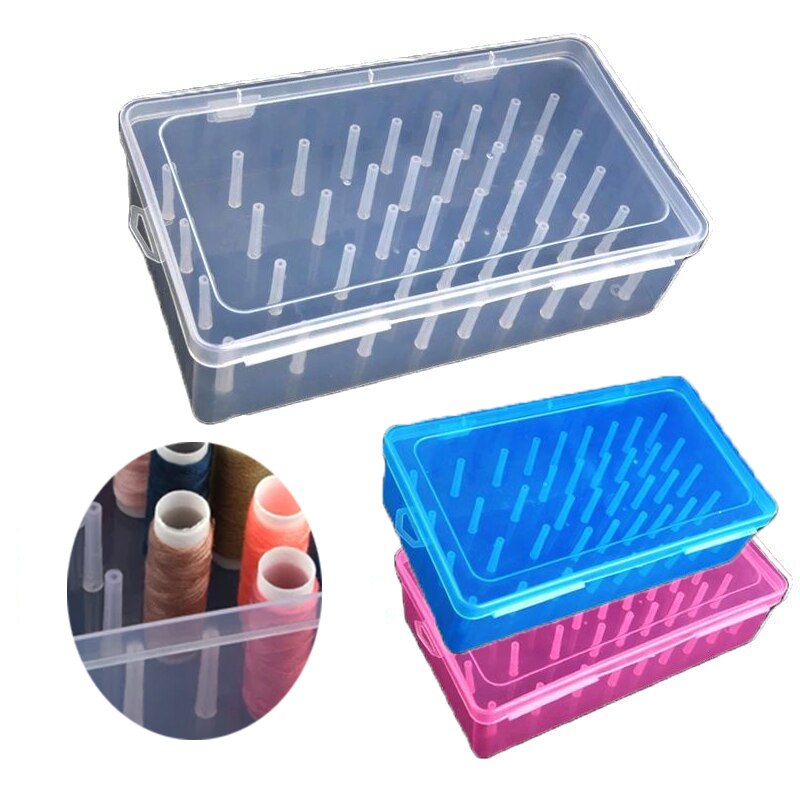Transparent Thread Box Household Sewing Thread Storage Box Suitcase Container Craft Spool Storage Box
