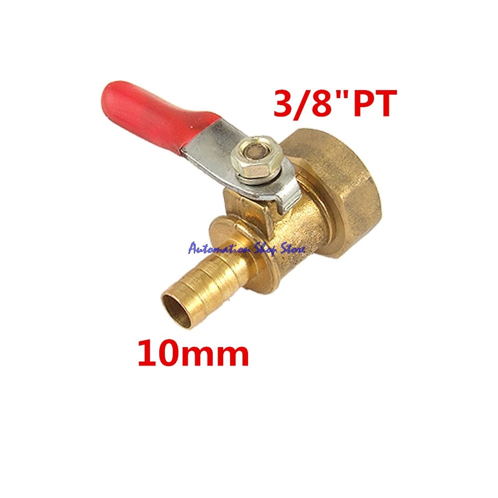 1PCS 3/8"PT Female Thread to 10mm Barb Hose Lever Handle Brass Ball Valve