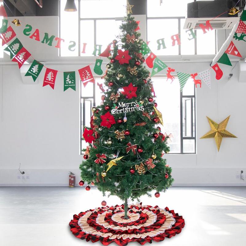 Christmas Decorations Cake Tree Skirt Plaid Burlap Christmas Tree Decoration Tree Skirt Decor Plaid Carpet Floor Mat